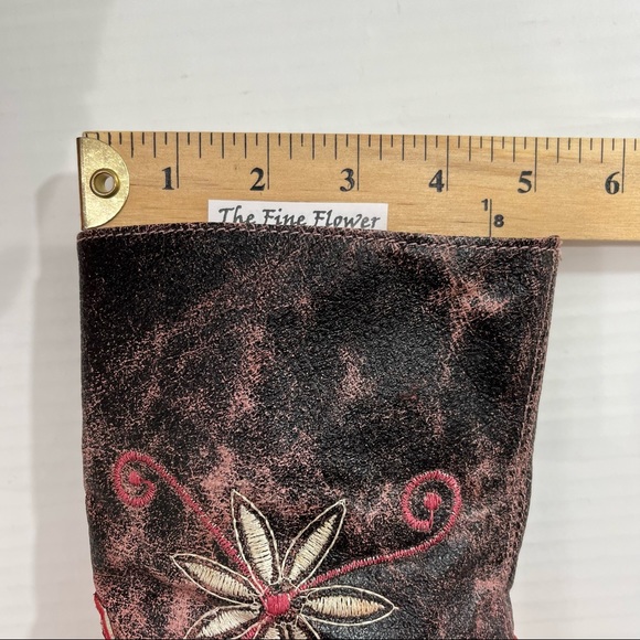 White Diamond Cowboy Heeled Boots Flower Pink Red Los Altos - Picture 10 of 11